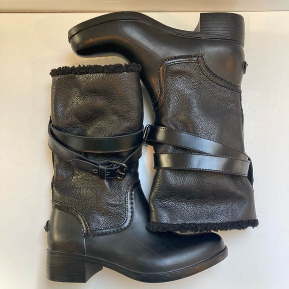 Coach “Zena” Shearling Moto Boots Size 7 in Black - Picture 10 of 12